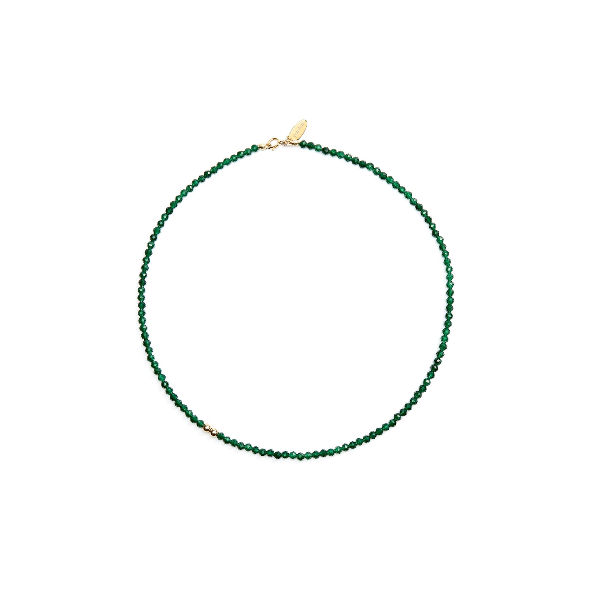 Sparkle Beaded Pine Green Chalcedony Healing Necklace