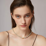 Avant Unsymmetric Plated Pearl Necklace