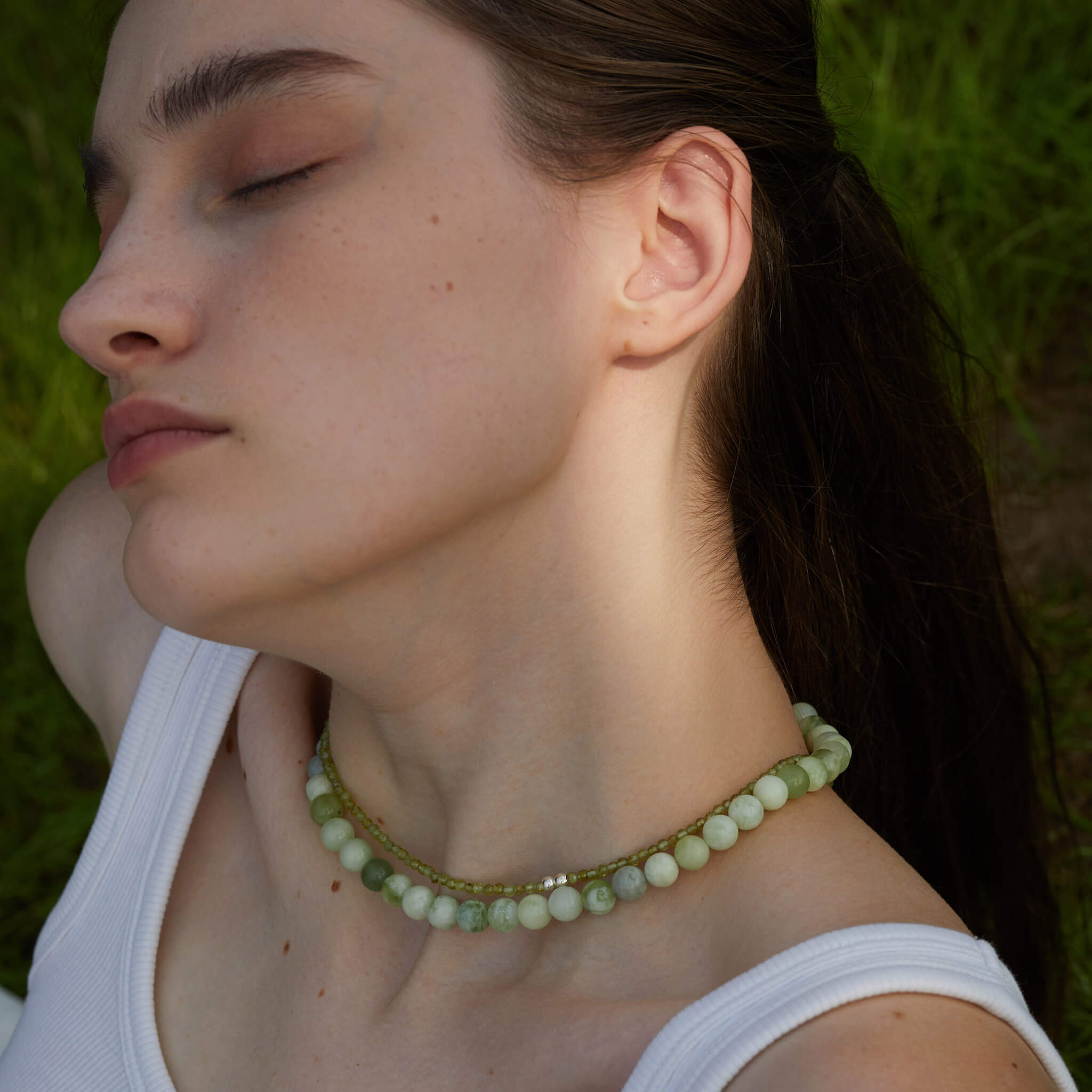 Sparkle Beaded Olivine Peridot Healing Necklace