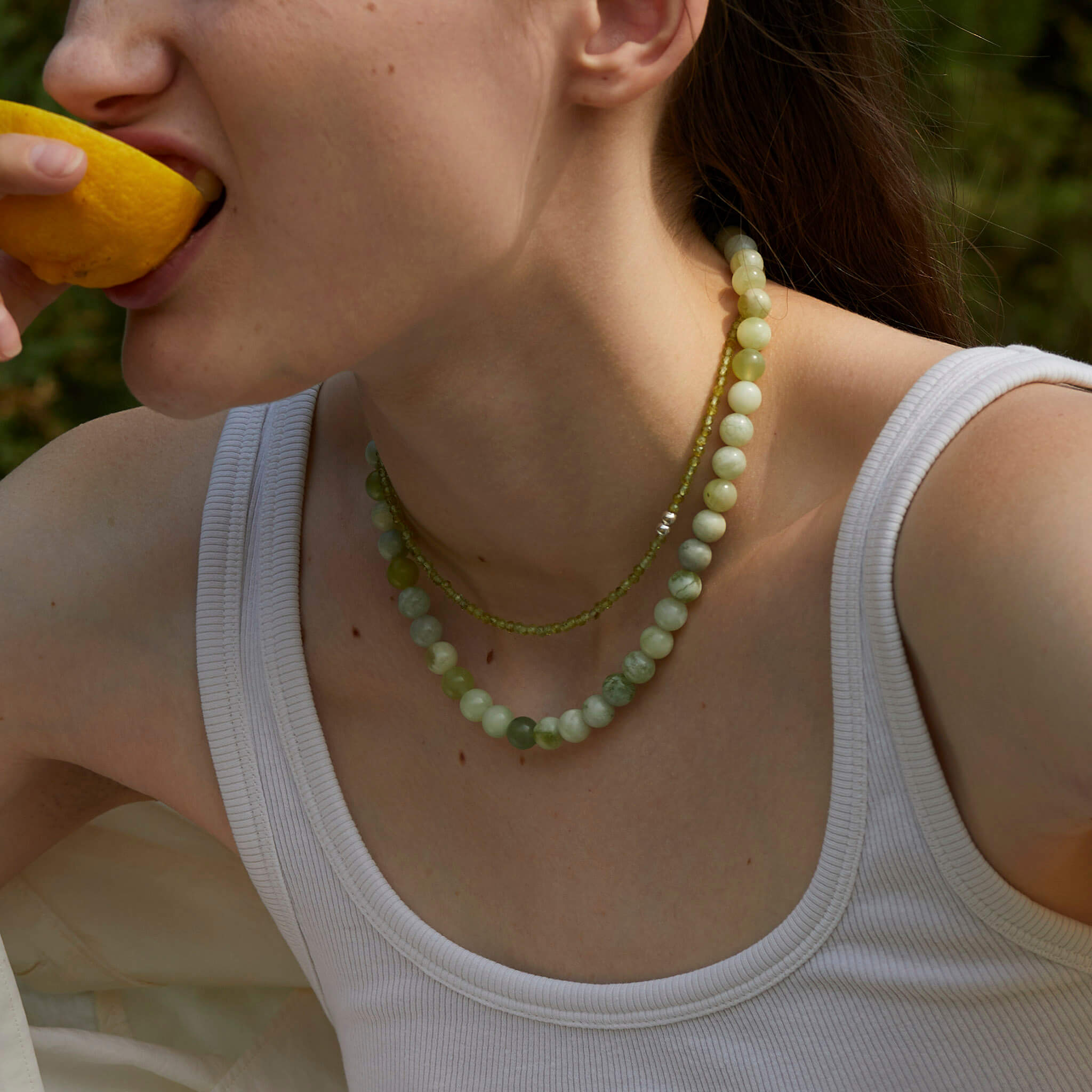 Sparkle Beaded Olivine Peridot Healing Necklace